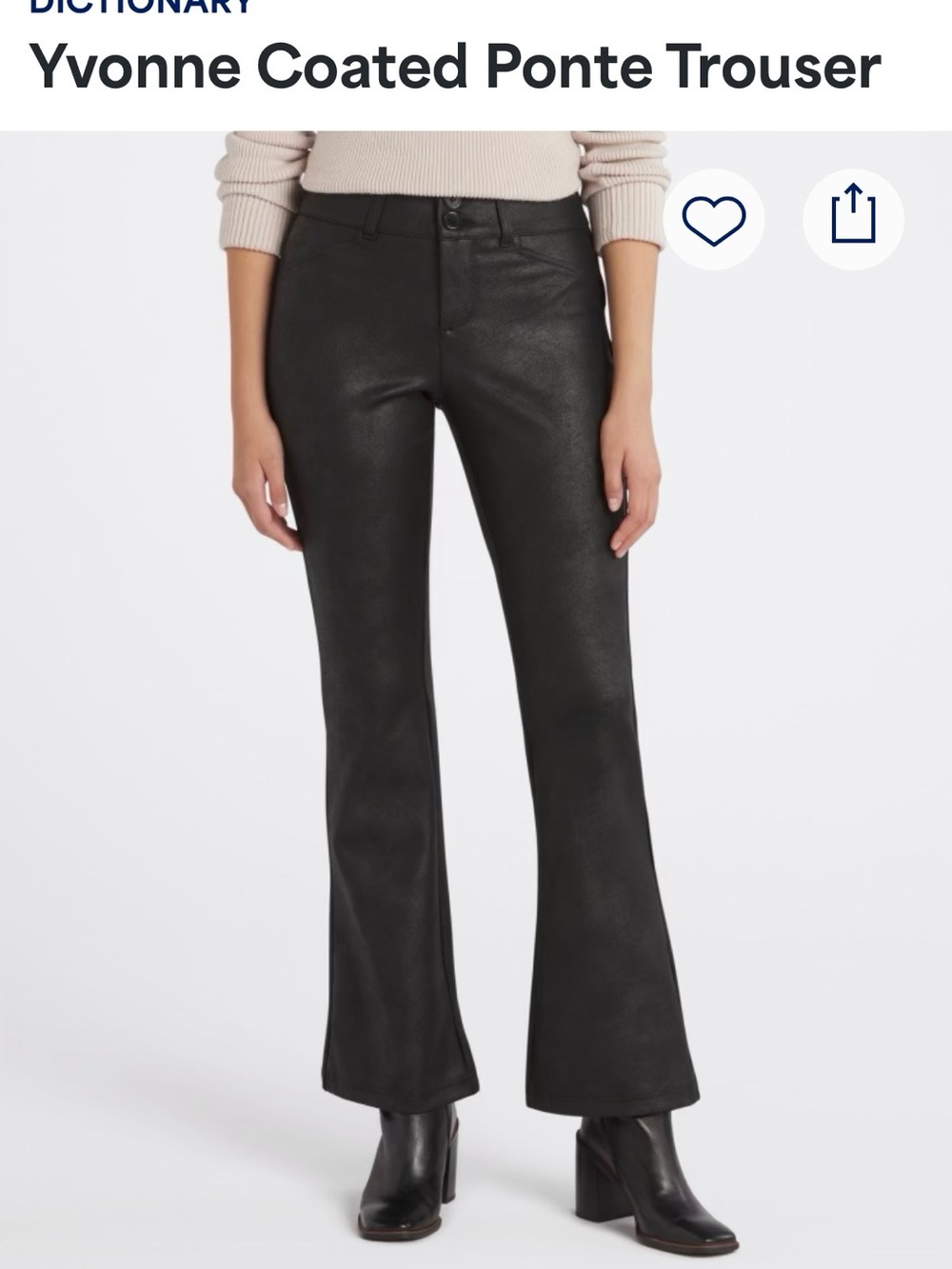 Yvonne Coated Ponte Flare Pant — Black